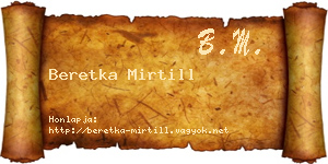 Beretka Mirtill névjegykártya
